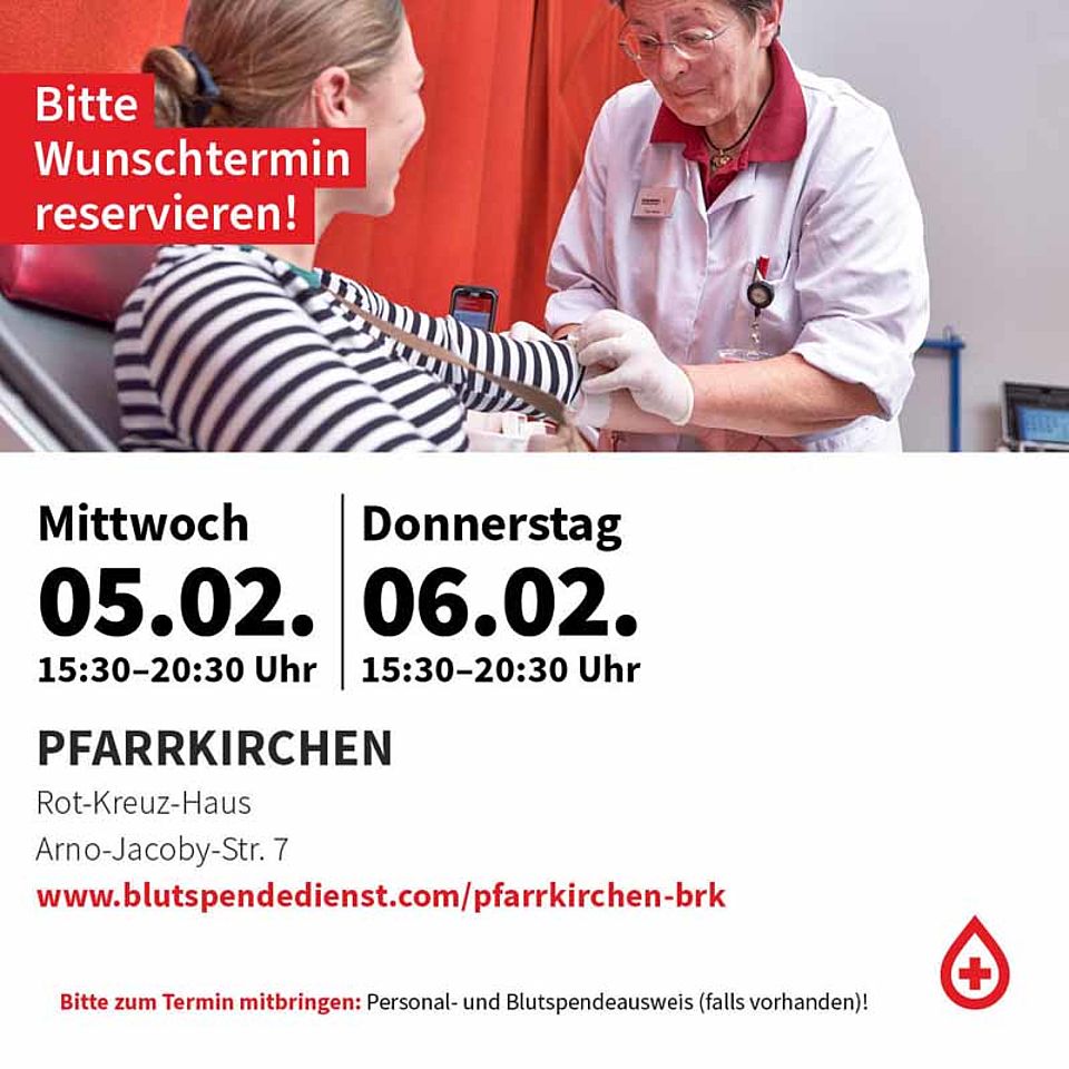 BRK Blutspende in Pfarrkirchen, Februar 2025